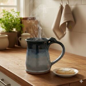 Gary Gall Cambria Studio Art Pottery Mug Blue Glaze Handmade Thumb Rest 16oz